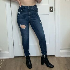 AE NE(X)T Level Curvy Super High Waisted Distressed Jean